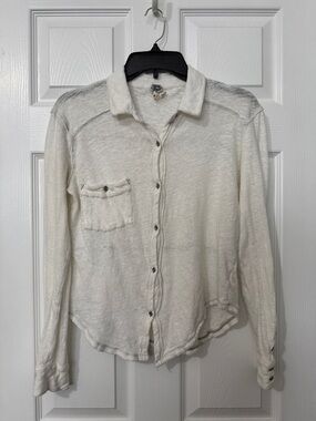 We The Free Cream Casual Button-Down Shirt